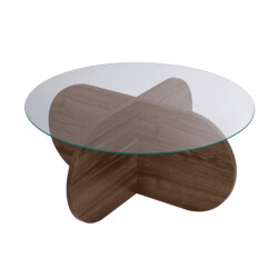 CaliCosy Salontafel met gekruiste poten en blad van gehard glas Ø75 cm aeris