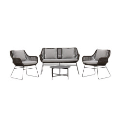 Nest Outdoor Caleb rattan tuin loungeset 4delig tweezits bank, twee lounge stoelen en