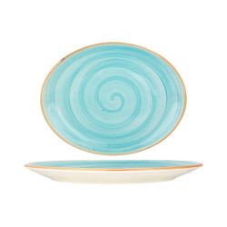 Bonna Serveerschaal aqua porselein 36x28 cm set van 2