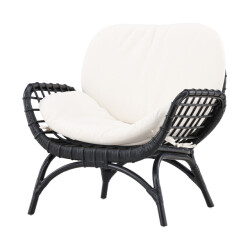 Nest Outdoor Brenda rotan tuin loungestoel met witte zitkussens
