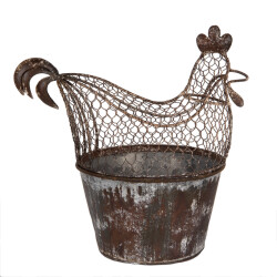Clayre & Eef Opbergmand kip 39x39x25 cm grijs metaal