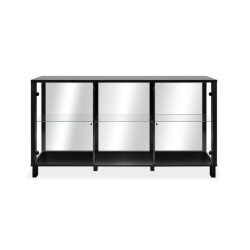 CaliCosy Dressoir met 15 mm kastdikte, glazen zijkanten, spiegel achterwand, 10 cm