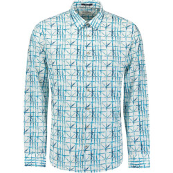 No Excess Shirt allover printed with linen seablue