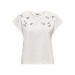 Jacqueline de Yong Jdyrose ss o-neck emb top off-white