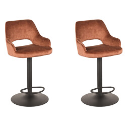 Label51 Barkruk fer rust velours 47 x 45cm set van 2