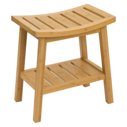 Casa di Elturo Bamboe badkamerkrukje met opbergrek douchekruk l39,5 x b25 x h46 cm