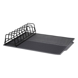 Casa di Elturo Siliconen druipmat met afdruiprek – antislip vaatdroogmat grijs – 43,5 x 33 x