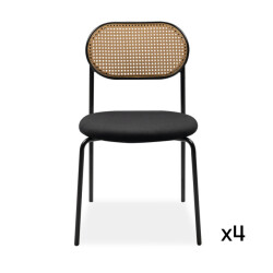 CaliCosy Set van 4 stoelen van gevlochten rotan met metalen frame, 47 cm mozart