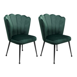 CaliCosy Set van 2 stoelen van donkergroen fluweel met metalen poten, 55 cm quinn