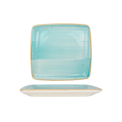 Bonna Serveerschaal aqua porselein 22x20 cm set van 2