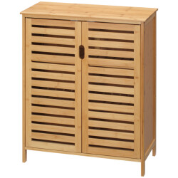 4goodz Badkamerkast bamboe met lamellenontwerp voor badkamer of gang 32x68x86 cm