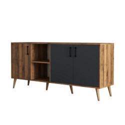 CaliCosy Buffet 2 nissen 3 deuren decor noten en antraciet grijs l180 cm exxen