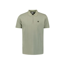 No Excess Polo zip pique garment dyed olijf