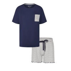 By Louise Dames korte pyjama set shortama blauw