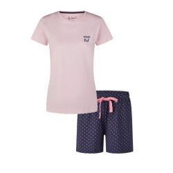 By Louise Dames korte pyjama set shortama roze weekend