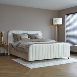 Beddenscout24 Boxspring bed met opbergruimte 180x200 cm gebroken wit opbergbed salva