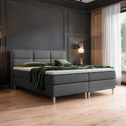 Beddenscout24 Boxspringbed amstel grijs 140x200 inclusief cm matras en topper