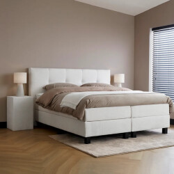 Beddenscout24 Boxspringbed 140x200 cm - grizzly inclusief cm matras en topper
