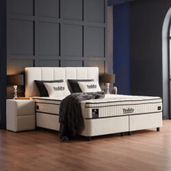 Beddenscout24 Boxspring bed met opbergruimte 140x200 cm - teddy inclusief 28 cm matras