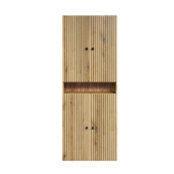 CaliCosy Dubbele geribbelde badkamerkolom met 4 deuren en 1 open vak l70 cm purebliss