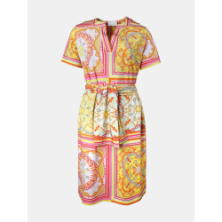 Mucho Gusto ® jurk paros geel oranje hart print