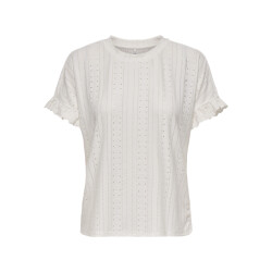 Only Onlsmilla ss frill mix top cs jrs off-white