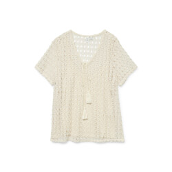 Vero Moda Vmdylie ss v-neck top wvn btq ga ecru