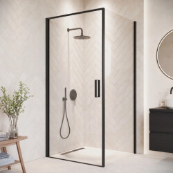 Badplaats Douchecabine alava 80 x 80 x 190 cm zwart douchewand met draaideur