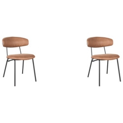 Label51 Eetkamerstoel zack cognac micro suede set van 2