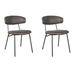 Label51 Eetkamerstoel zack antraciet micro suede set van 2