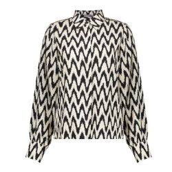 Geisha blouse aop bi color 53163-70 999 black off white