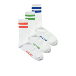 Jack & Jones Heren tennissokken gestreept wit jacdehli 3-pack
