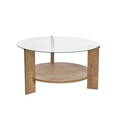 CaliCosy Salontafel met 2 bladen, waarvan één van gehard glas Ø75 cm clara