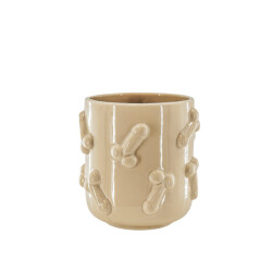 House Vitamin Pot dick ceramics beige 17,5x17,5x17,5cm