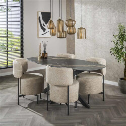 Hoyz eetkamertafel spider deens ovaal 180 ceramic fossil black