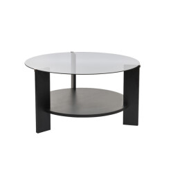 CaliCosy Salontafel met 2 bladen, waarvan één van gerookt gehard glas Ø75 cm clara