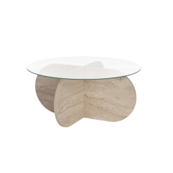 CaliCosy Salontafel met gekruiste poten en blad van gehard glas Ø75 cm aeris