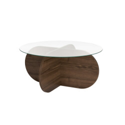 CaliCosy Salontafel met gekruiste poten en blad van gehard glas Ø75 cm aeris