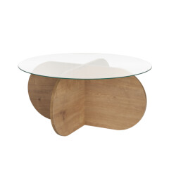 CaliCosy Salontafel met gekruiste poten en blad van gehard glas Ø75 cm aeris