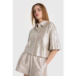 Alix The Label 2506915126 foil cropped blouse