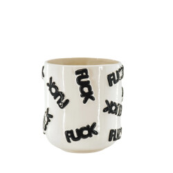 House Vitamin Pot 'fuck' ceramics white/black 17,5x17,5x17,5cm