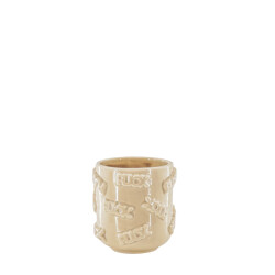 House Vitamin Pot 'fuck' ceramics beige 11x11x11,5cm