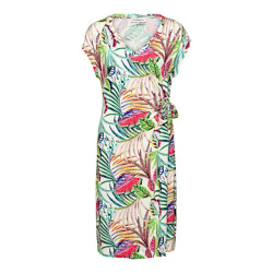 &Co Woman &co women jurk lizzy multi leaf ecru