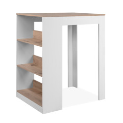 CaliCosy Eettafel met 3 opbergplanken, decor viking-eik en wit, 92 cm tampa