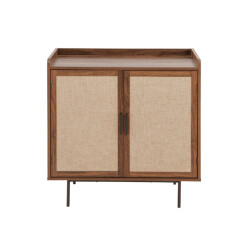 CaliCosy Dressoir met 2 deuren in notenhoutdecor met stoffen fronten l80 cm jetson