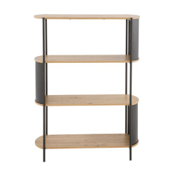 CaliCosy Wandrek met 4 niveaus in houtdecor met zwarte metalen zijkanten h133,5 cm