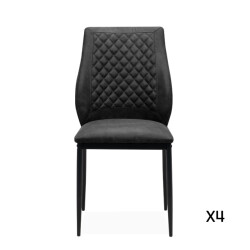 CaliCosy Set van 4 stoelen van gewatteerde stof met metalen frame, 48 cm lillie