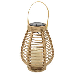 Casa di Elturo Solar led lantaarn beige – rotanlook – warm licht – h26,5 cm