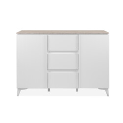 CaliCosy Commode met 2 deuren en 3 lades, decor travertin en wit, 133 cm bertrix