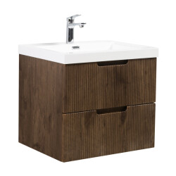 Badplaats Badkamermeubel set thermis 60cm rose wood badmeubel met wastafel